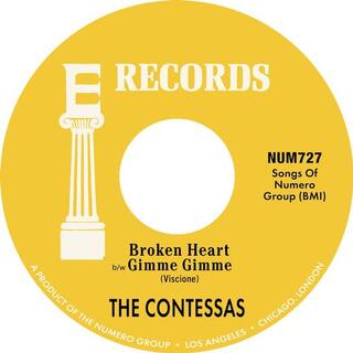 THE CONTESSAS - Broken Heart B/w Gimme Gimme [7in] (Opaque Peach &amp; White Marble Vinyl)