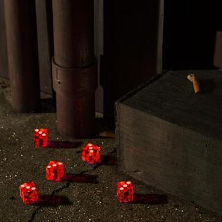 BRIGHT EYES - Five Dice, All Threes (Red &amp; Orange Splatter)